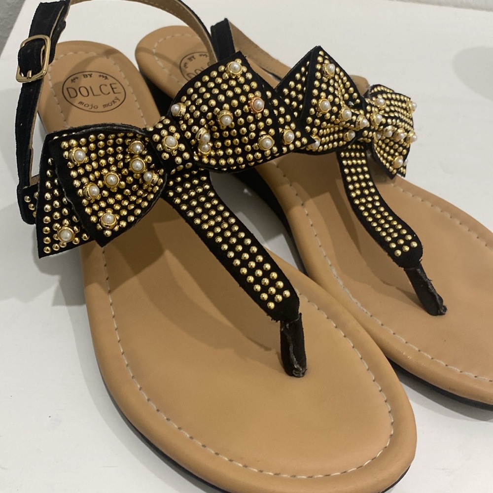 NWOT Dolce Mojo Roxy Sienna Micro Wedge Bow Thong Sandals |Size 8.5 M